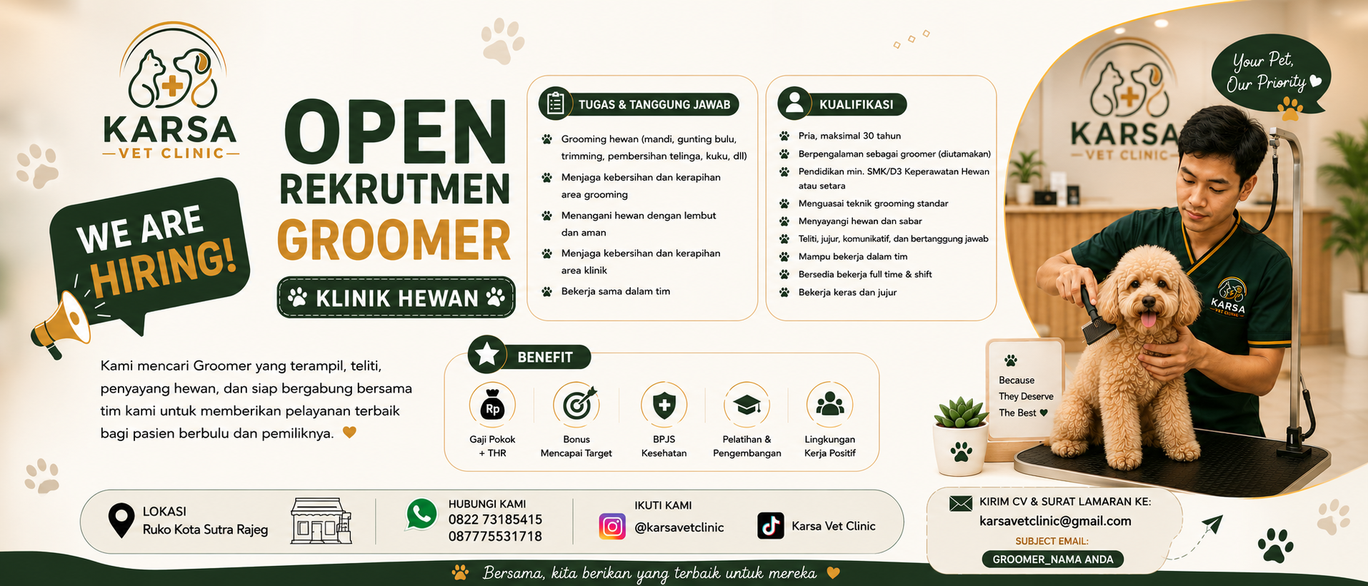 🐾 OPEN RECRUITMENT — GROOMER ✂️🐶🐱