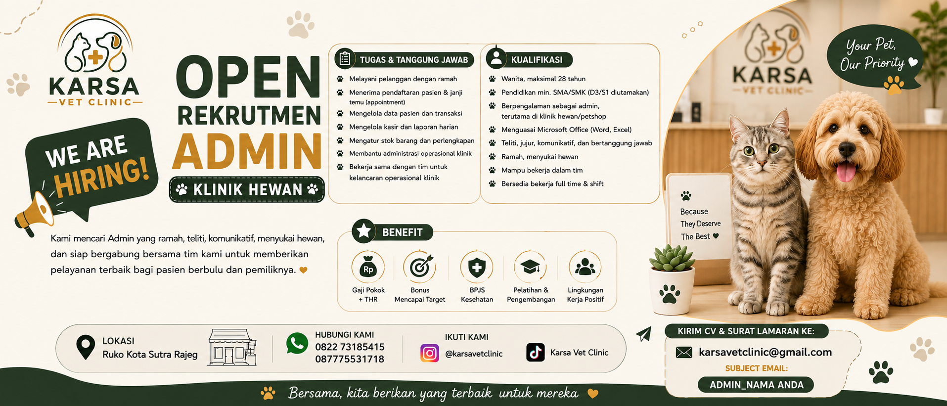 🐾 OPEN RECRUITMENT — ADMIN KLINIK HEWAN 🐾